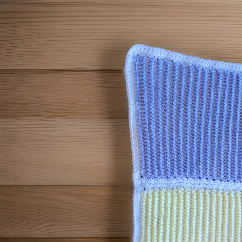 Baby Blanket Crochet Afghan Chevron Multi-color Pastels Handmade 50 x 62